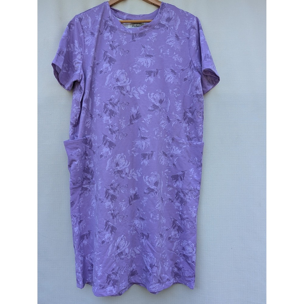 Anthony Richards Women's XL Purple Botanical Short Sleeve Patio Dress Mumu